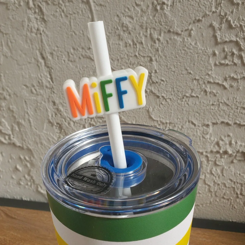 Miffy Stainless Steel Insulated Tumbler Straw Rainbow Stripes 16 oz Kawaii Bunny